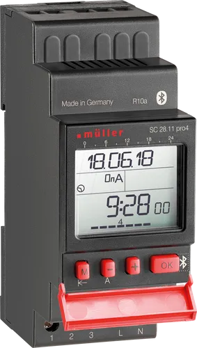 Müller SC 28.11 pro4 - Digitale Hutschienen-Zeitschaltuhr - Energie sparen mit der digitalen Zeitschaltuhr für präzise Steuerung von Geräten bis 4000 W, ideal für effizientes Energiemanagement.
