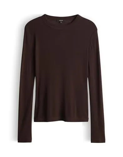 OPUS Damen Langarmshirt SEFEMINA Slim Longsleeve Coffee Bean, Größe 42 - Vielseitiges Damen Langarmshirt aus hochwertigem Tencel-Wollmix. Schmale Passform und zeitloses Design für stilvolle Looks im Alltag. Ideal für Kombinationen und angenehmen Tragekomfort.