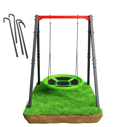 Metall Schaukelgestell mit Nestschaukel - bis 150kg belastbar - Robustes Schaukelsystem für Kinder von 3-11 Jahren, ideal für den Garten und bietet sicheren Spielspaß für mehrere Kinder gleichzeitig.