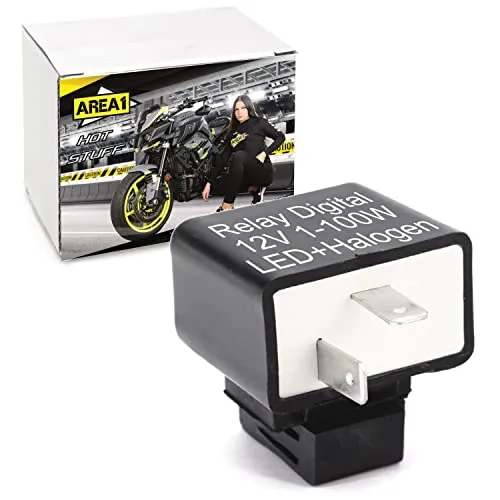 Area1 Motorrad Blinkerrelais Blinkgeber lastunabhängig/digital für LED Blinker, Halogen und Glühbirnen, 12V 0.1-150W 2 Pin / 2-Polig