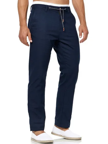 Indicode Leinenhose Veneto, Navy - Wanderhose aus 45% Leinen und 55% Baumwolle, elastisch und pflegeleicht, ideal für aktive Outdoor-Aktivitäten und entspannte Freizeit.
