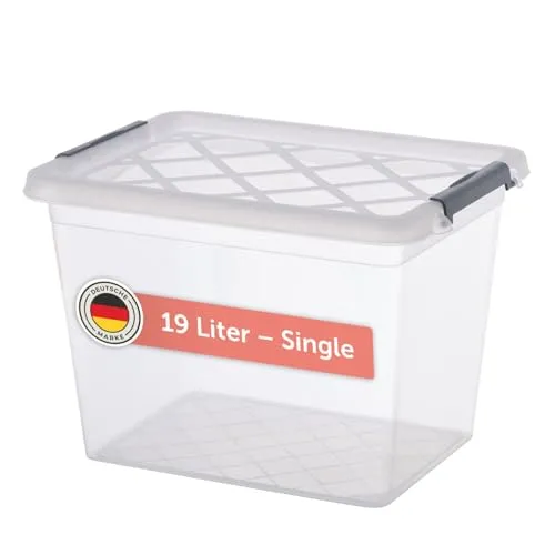 Blumtal Aufbewahrungsbox mit Deckel 19L aus Kunststoff - Aufbewahrungsboxen 37x28,5x26,5 cm - Boxen Aufbewahrung aus 100% Neumaterial & Verschlussclips - Stapelboxen mit Deckel - Storage Box 1er Set