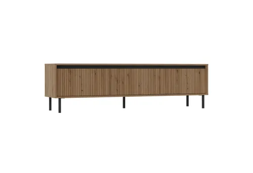 Selsey Osaka TV Lowboard mit 3 Schubladen - TV-Halterungen mit modernem Design und hoher Funktionalität; die MDF-Fronten in Eiche Evoke und schwarzen Metallfüßen bieten nicht nur Stil, sondern auch eine einfache Reinigung und viel Stauraum.