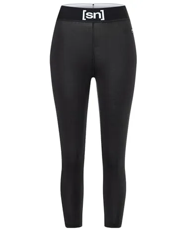 Super.Natural W TUNDRA175 Tight 3/4 jet black (872) XS - Damen Skitourenunterwäsche, ideal für Skifahrerinnen mit geruchsabweisendem Merino-Mix und bequemem Schnitt, der Faltenbildung in Skischuhen vermeidet.