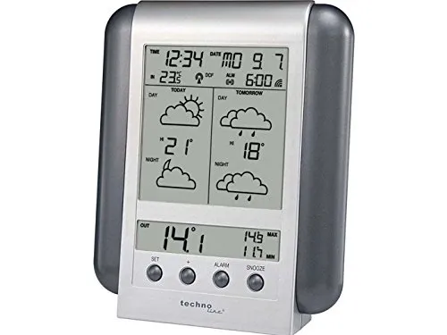 Technoline Meteotronic Wetterstation WM 5412 - Wetterstation mit satellitengestützter Funktechnologie, bietet präzise Wetterdaten für 90 Regionen in Europa und eine 2-Tage-Wettervorhersage.