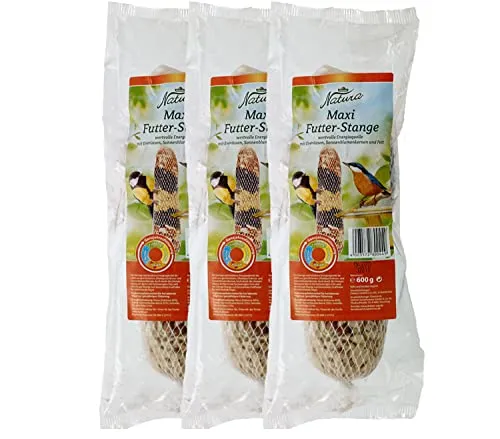Dehner Natura Wildvogelfutter, Maxi-Futterstange, 3 x 600 g (1.8 kg)