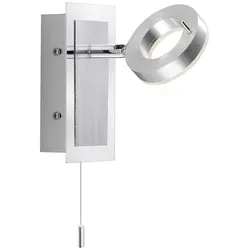 Moderne LED-Wandleuchte mit Zugschalter, schwenkbar und IP44 - Lampen mit modernem Design, schwenkbarem Spot und warmweißem Licht für ein gemütliches Ambiente. Spritzwassergeschützt (IP44) ideal für Badezimmer.