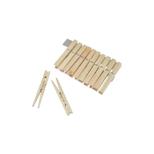 Homéa, Set mit 12 Wäscheklammern, Holz, 10 cm, Natur