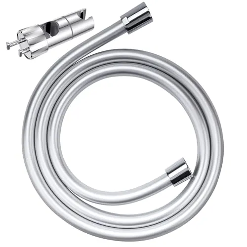 Universal Duschkopfhalterung mit Duschschlauch 1,6m, YEAUPE Verstellbar Duschkopfhalterung für Duschstange mit 2 Haken für 16–28mm, 360° drehbar Duschhalterung für Duschkopf,Chrom