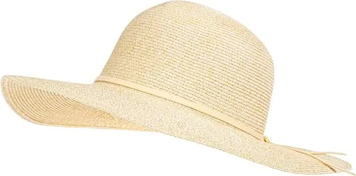 Caspar HT023 eleganter großer Damen Sommerhut Sonnenhut mit breiter Krempe und schmalem Schleifenband, Farbe:beige, Accessoires:One Size