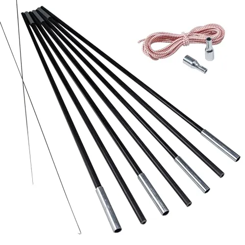 Fiberglas Zeltstange Ø 7,9 mm - 400 cm aus 7 Segmenten - mit Gummizug und Einfädelhilfe Zeltgestänge Zeltstangen - Ersatzstangen für Zelte | Kürzbar - Biegeradius 60 cm