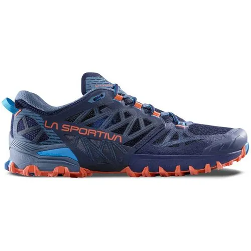 La Sportiva Bushido III Deep Sea/Cherry Tomato (43) - Wanderschuhe mit hervorragendem Grip und Stabilität für Offroad-Gelände. Ideal für Skyraces, dank atmungsaktiver Konstruktion und optimierter Außensohle.