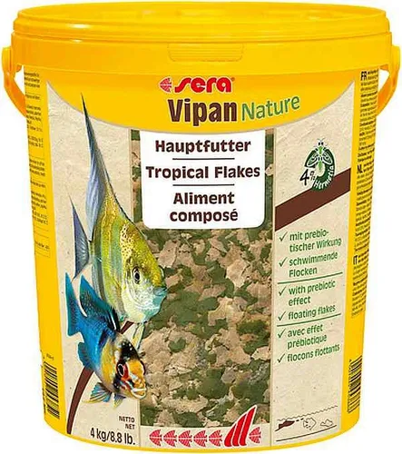 sera Vipan Flakes 10 L (2 kg) | Fischfutter für an der Wasseroberfläche fressende Zierfische | Ohne Farb- und Konservierungsstoffe | Für gesundes Wachstum & kräftige Entwicklung