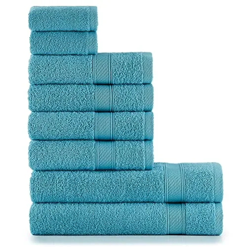 Produktbild nottoc Handtücher Set Türkis 8-TLG / 2 Badetücher 70x140 + 4 Handtücher 50x90 + 2 Gästehandtücher 30x50