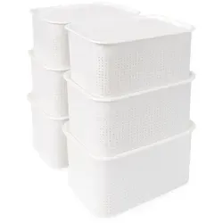 Relaxdays Aufbewahrungsbox mit Deckel 6er Set Weiß
