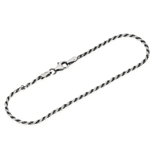 NKlaus 20cm Armband Kordelkette 925 Sterling Silber oxidiert 1,8mm breit Silberkette 13842