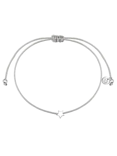 GLANZSTÜCKE MÜNCHEN Damen-Textilarmband grau mit Stern aus Sterling Silber - Armbänder für Damen: Lässiges Textilarmband mit rhodiniertem Stern-Anhänger aus 925er Sterlingsilber, verstellbar und ideal als Geschenk für Schmuck-Fashionistas.