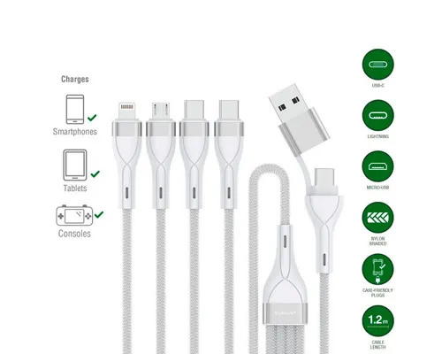 4smarts USB-C A Multi-Ladekabel 4in2 1,2m
