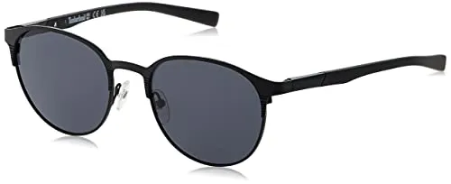 Timberland TB9308 Herren Sonnenbrille, Leichte Lässige Sonnenbrille, Rechteckige Linsenform, Polarisierte Rauchgläser, Mattes Schwarz