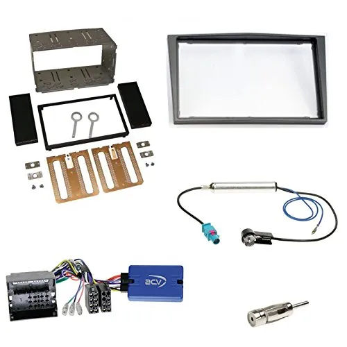 Einbauset: Opel Astra/Antara/Corsa D/Zafira B Doppel-DIN 2-DIN Blende/Radioblende Abdeckung - charcoal metallic + PIONEER Radio LFB Lenkrad Interface Radio Adapter + Fakra Antenne Adapter - SET