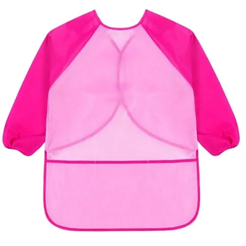 Produktbild KIMMAX Bastelschürze kinder, Malschürze Malerkittel mit Ärmeln für Kinder von 3 bis 7 Jahren für Schule Kunst Malerei,Kochen,Rosa (M,100-125 cm)
