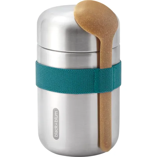 Food Flask 400 ml - Edelstahl-Thermobehälter ozean - Thermobehälter für unterwegs, hält Speisen bis zu 6 Stunden warm und 8 Stunden kalt, aus hochwertigem Edelstahl und inklusive Löffel aus Holzfaser.