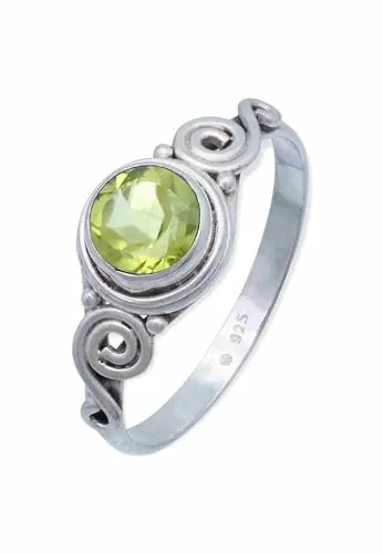 mantraroma Ring Silber 925 Damen Peridot Edelstein grün ausgefallen verspielt