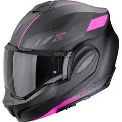 Scorpion EXO-Tech Evo Socius Modularhelm - Matt Schwarz/Pink - S - Modularhelm mit innovativem Design, Pinlock-vorbereitetem Visier und integriertem Sonnenvisier. Genießen Sie höchsten Komfort durch das temperaturausgleichende Innenfutter und die Dual-Homologation für flexible Nutzung.