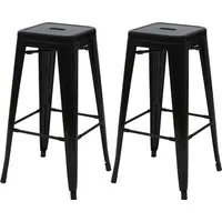 MCW Barhocker A73 2er-Set Schwarz - Sitzhocker im modernen Industriedesign, stapelbar und platzsparend. Ideal für jede Einrichtung und wird fertig montiert geliefert.