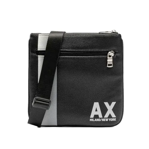 Armani Exchange Men's Color Block Ax Bag Flat Crossbody, Nero