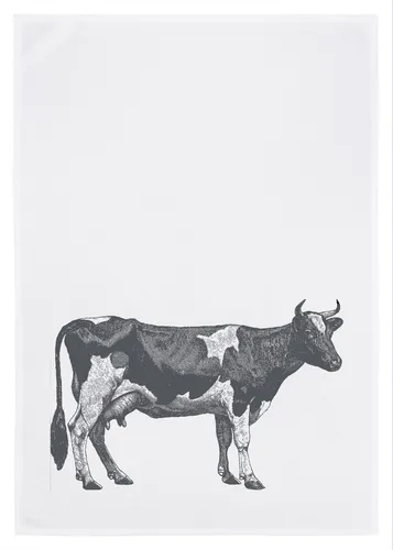 Geschirrtuch 17;30 Baumwolle Küchentuch Handbedruckt Tiere Kuh Kühe Rind Rinder