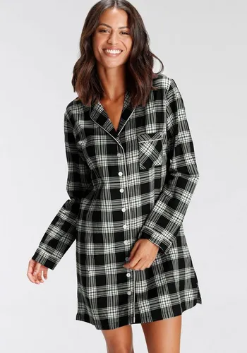 H.I.S Nachthemd aus Flanell im Karo-Design in schwarz von HIS