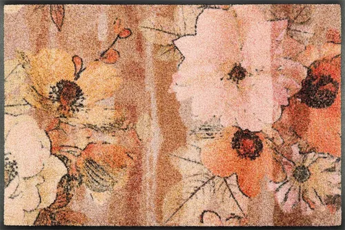 wash+dry Fußmatte Retro Roses 50x75cm - Hochwertige Fußmatte für innen und überdachten Außenbereich, waschbar bis 60°C und trocknergeeignet, ideal für Allergiker und Tierbesitzer.
