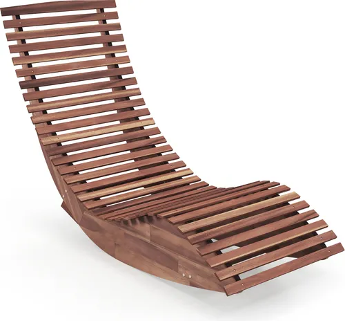 COSTWAY Sonnenliege Akazienholz - Ergonomische Gartenliege bis 160kg - Gartenliegen aus hochwertigem Akazienholz, ergonomisch gestaltet für optimalen Komfort und sanfte Schaukelbewegung. Ideal für entspannte Stunden im Garten, auf der Veranda oder Terrasse.