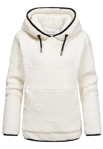 REPUBLIX Damen Teddy Kapuzenpullover Plüsch Hoodie RD-010 Cremeweiß XL - Bequemer Teddy Kapuzenpullover für Damen in Cremeweiß. Ideal für kühle Tage, mit kuscheligem Plüschmaterial für höchsten Tragekomfort.