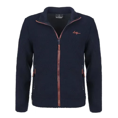 Leitfeuer Damen Fleecejacke mit Stehkragen - Jacke Berberfleece mit Reißverschlusstaschen in Dunkelblau Größe XL