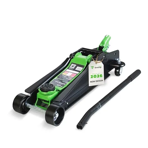 DRIVEUPTOOLS 2,5-Tonnen Hydraulischer Wagenheber mit Koffer – Flachprofil, Hubhöhe 8,5–38 cm – Schnellhub mit Gummiauflage – Tragkraft 2500 kg – Tragbarer Wagenheber für Autos & SUVs