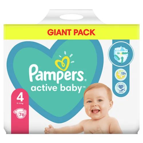 Pampers Active Baby Rozmiar 4, 76 pieluszek, 9-14 kg Procter & 8001090949615