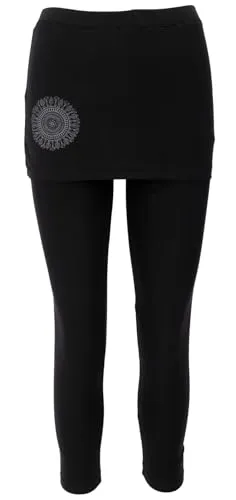 GURU SHOP Yoga-Hose mit Minirock - Schwarz, Größe S - Elastische Yogahose aus Bio-Baumwolle mit Cacheur für optimalen Tragekomfort. Ideal für Yoga und Freizeit, weich und angenehm auf der Haut.