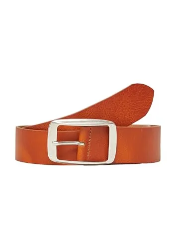 s.Oliver Ledergürtel mit eckiger Schließe in Zimt 90 - Damen-Gürtel aus hochwertigem Leder, stilvolle eckige Schließe für einen eleganten Look.