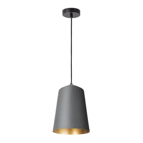 Paco Home Pendelleuchte Wohnzimmer Hängelampe Esstisch Küche Lampenschirm Lampe Industrial Design Textilkabel E27, Lampenart: Pendelleuchte - Anthrazit, Farbe: Gold (Ø19.5 cm)