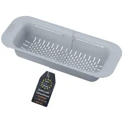 Engelland Küchensieb Ausziehbares Abtropfsieb für Spülbecken, Kunststoff, (Vorteils-Set, 1-St., lebensmittelecht), BPA-frei, flexibler Abtropfkorb, Nudelsieb, Seiher, robust, universell grau