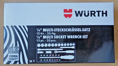 WÜRTH 33-tlg. Zebra Knarrenkasten 1/4 Zoll