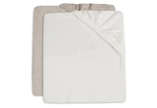 Jollein Wickelauflagenbezug - Ivory/Nougat - 2er Pack - 50x70cm - Baumwollfrottee - Bezug Wickelauflage - 1x Elfenbeinfarben, 1x Beige