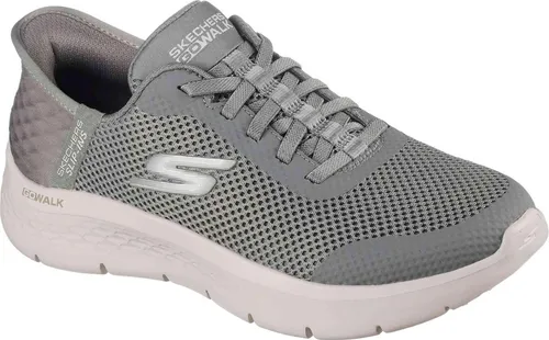 SKECHERS GO WALK FLEX-GRAND ENTRY Slip-On Sneaker für Damen - Sportliche Slip-On Sneaker aus olivgrünem Textil mit Skechers Hands Free Slip-ins für einfaches Anziehen und gepolsterter Dämpfung durch Air-Cooled Memory Foam.