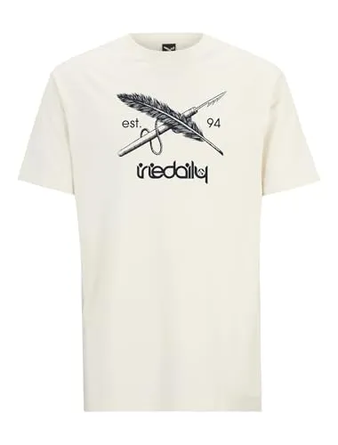 IRIEDAILY Herren Bio-Baumwoll T-Shirt - Harpoon Flag Tee in Offwhite - T-Shirts für Herren aus Bio-Baumwolle, nachhaltig und vegan, mit einzigartigem Logodruck Artwork von Goodmood, hergestellt in Portugal.