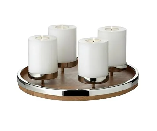 EDZARD Adventskranz Lani aus Mangoholz und Edelstahl in silber von Edzard