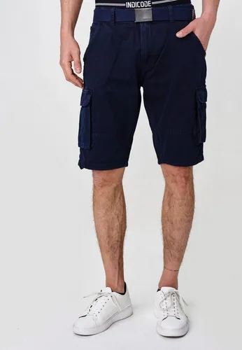 Indicode Cargoshorts Blixt aus 100 % Baumwolle mit Gürtel - Cargoshorts für Herren, aus 100 % Baumwolle, robust und bequem für aktive Abenteuer mit praktischen Cargotaschen für ausreichend Stauraum.