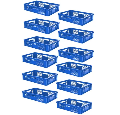 BRB-Lagertechnik Stapelbox 12x Eurobehälter - Stapelbox aus robustem, lebensmittelechtem Kunststoff, ideal für sicheres Lagern und Transportieren von Lebensmitteln. Mit optimaler Luftzirkulation, spülmaschinenfest und kältebeständig bis -40ºC.