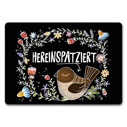 Hereinspatziert Fußmatte randlos mit Vogel Motiv Fußmatte Fussmatte Türmatte
